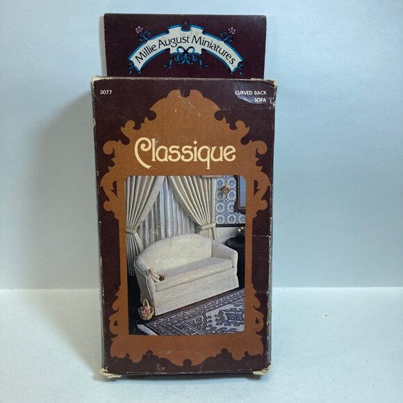 Millie August Miniatures Curved Back Sofa #3077 Vintage open box Dollhouse - Picture 1 of 6